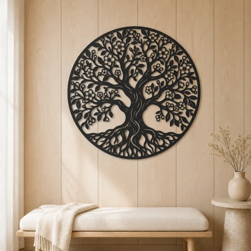 Blooming Spring Tree Metal Wall Art | Botanical Metal Wall Decor - lifestyle view 5