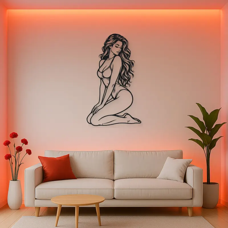 Kneeling Side Pose Metal Wall Art | Movement Silhouette Decor