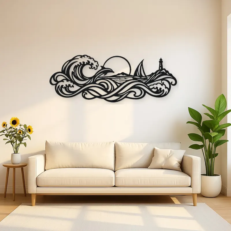 Interwoven Ocean Waves Metal Wall Art | Coastal and Nautical Wall Decor