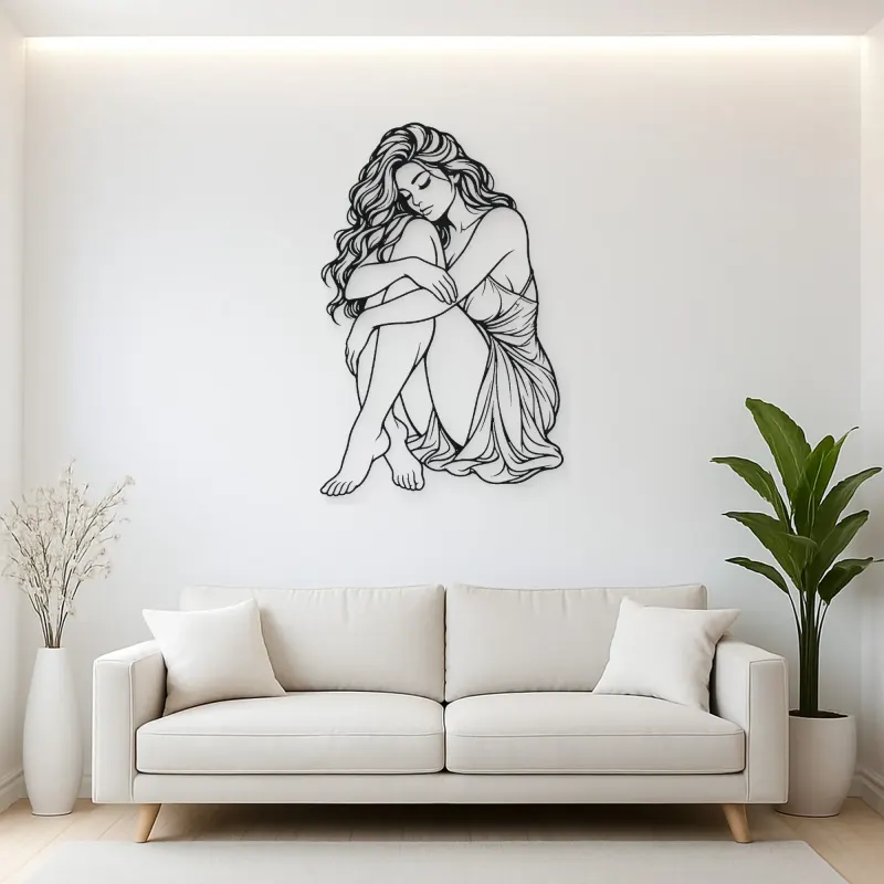 Curled Resting Pose Metal Wall Art | Movement Silhouette Decor