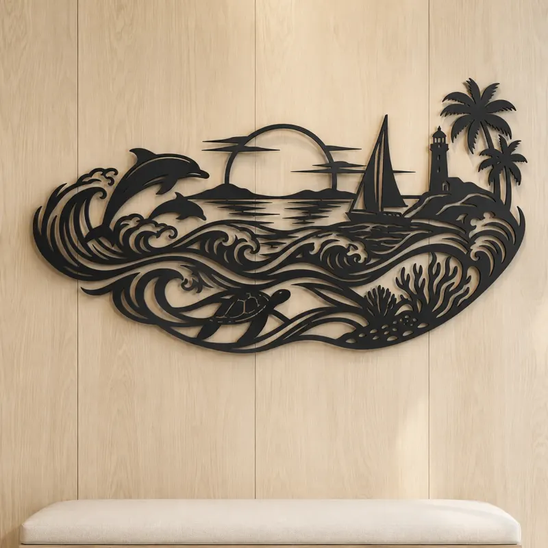 Endless Blue Horizon Metal Wall Art | Nature Silhouette Decor - lifestyle view 5