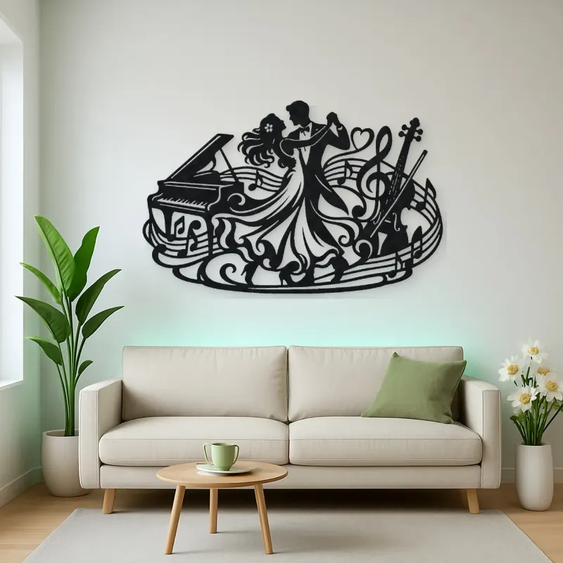 Dancing Couple Music Metal Wall Art | Romantic Couple Decor