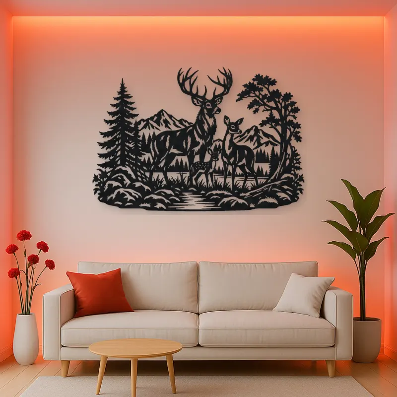Deer Forest Profile Metal Wall Art | Wildlife Silhouette Decor