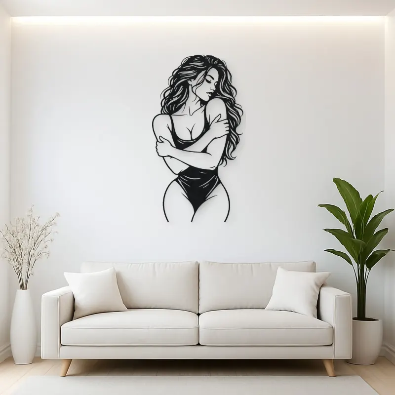 Self Embrace Torso Metal Wall Art | Minimalist Woman Line Art