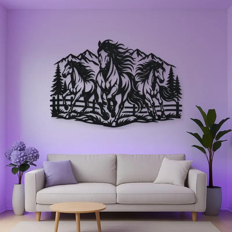 Three Horse Herd Metal Wall Art | Equestrian Wall Decor