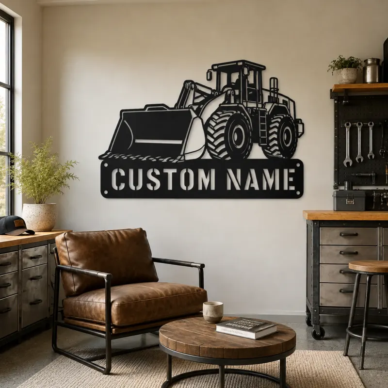 Personalized Heavy Wheel Loader Oversized Bucket Metal Wall Art - lifestyle view 4
