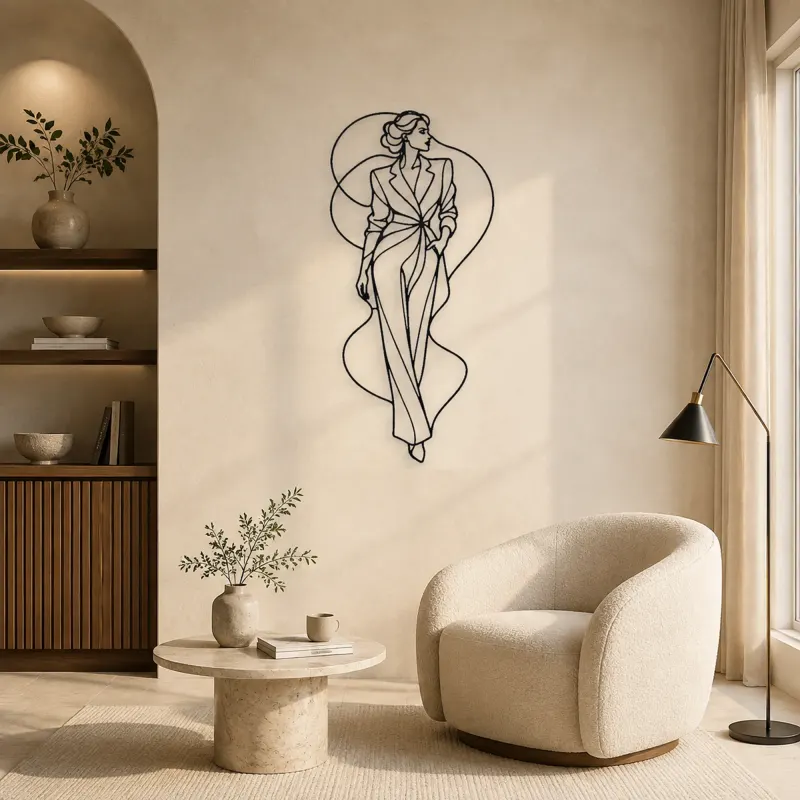 Sleek Fitted Outfit Metal Wall Art | Fashion Figure Wall Decor - lifestyle view 5