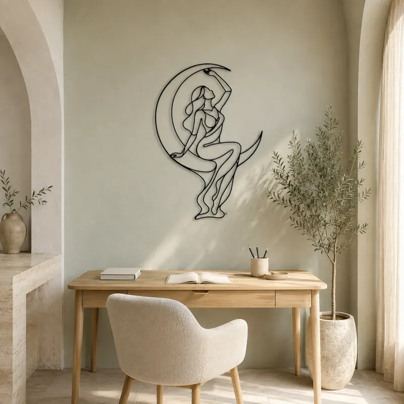 Moon Arc Muse Metal Wall Art | Celestial Woman Wall Decor - lifestyle view 4