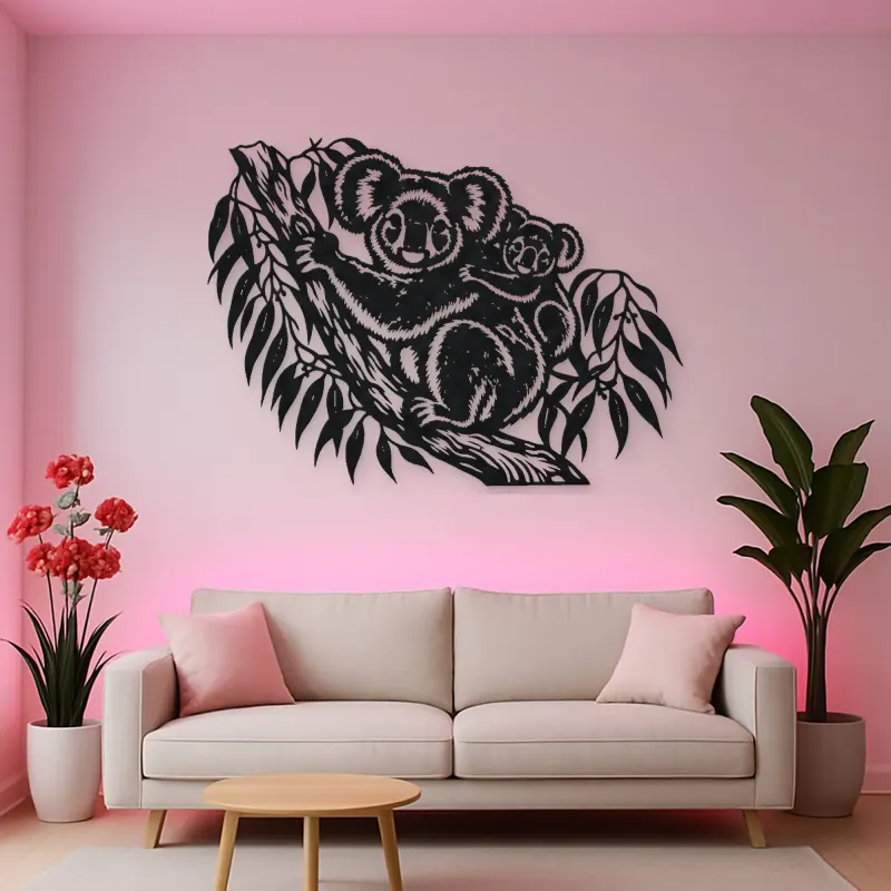 Koala Eucalyptus Metal Wall Art | Wildlife Silhouette Decor