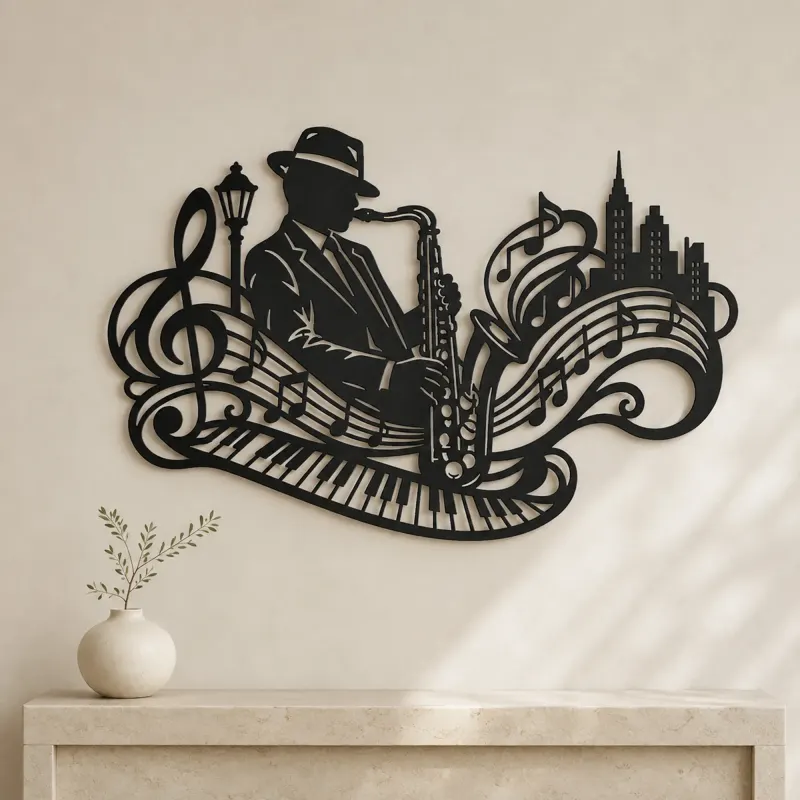 Saxophone Jazz Flow Metal Wall Art | Music Room Wall Decor - lifestyle view 3