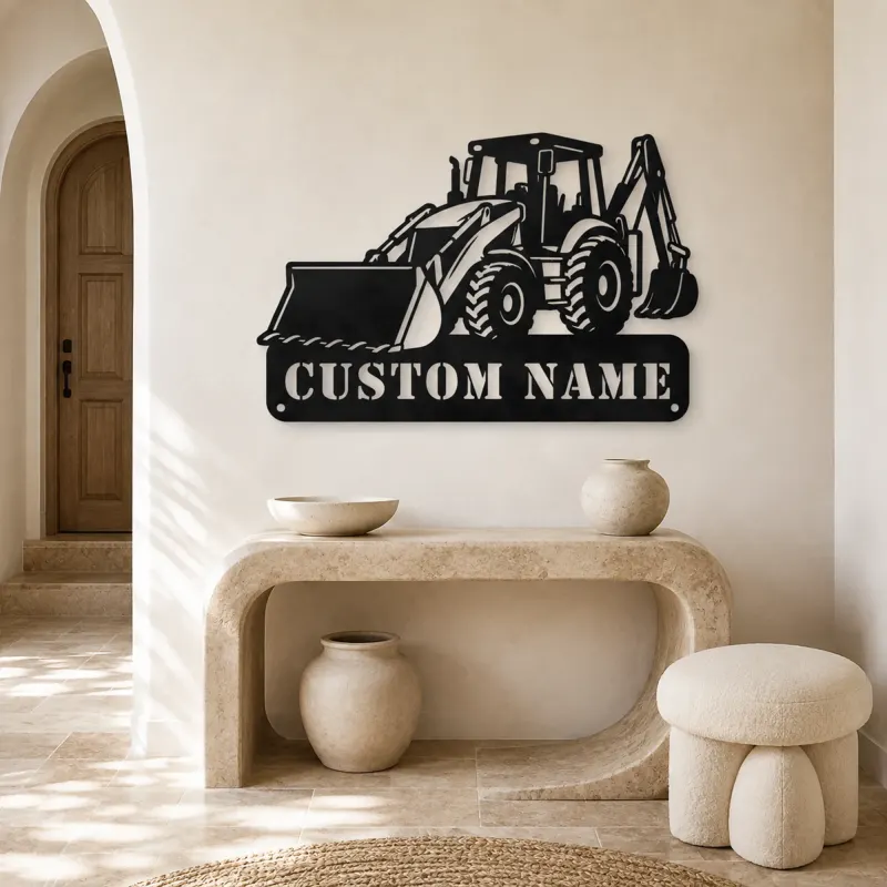 Personalized Backhoe Loader Front and Rear Bucket Metal Wall Art - lifestyle view 3