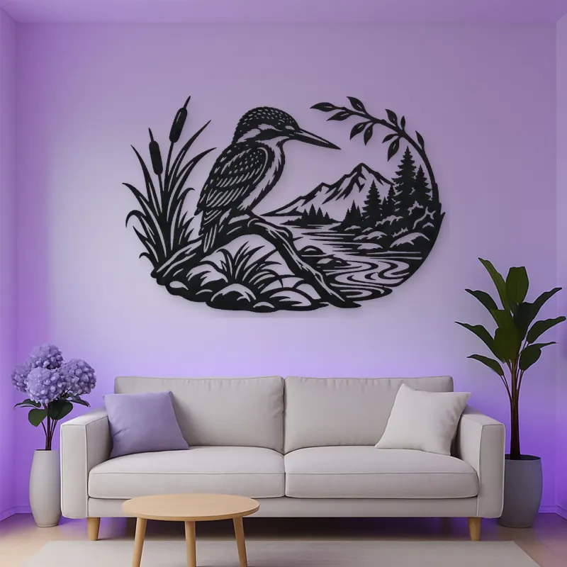 Kingfisher River Metal Wall Art | Wildlife Silhouette Decor