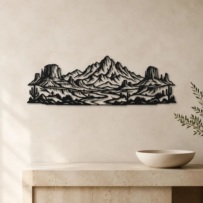 Desert Mesa Range Metal Wall Art | Nature Silhouette Decor - lifestyle view 3