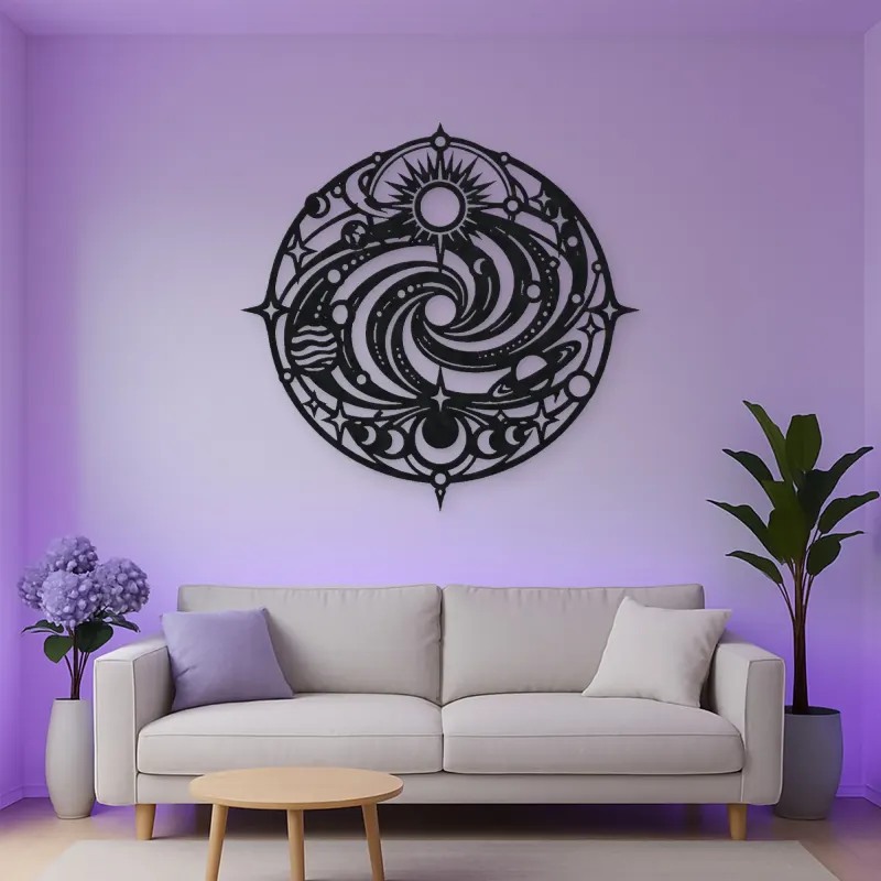Galaxy Spiral Emblem Metal Wall Art | Celestial Boho Wall Decor
