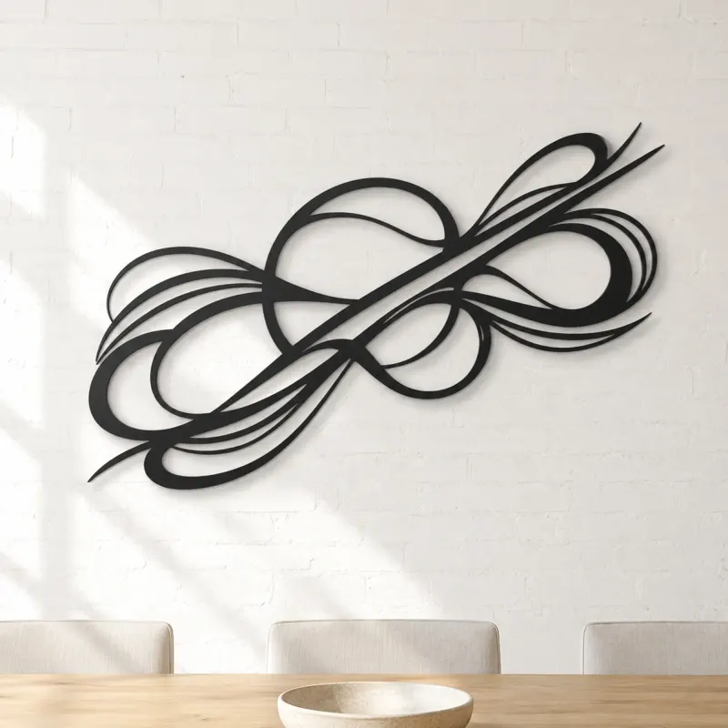 Dynamic Diagonal Flow Metal Wall Art | Modern Abstract Metal Decor - lifestyle view 4