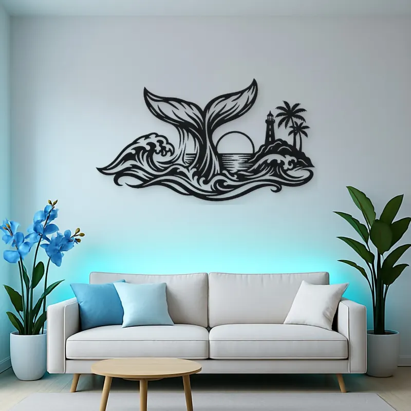 Whale Tail Ocean Metal Wall Art | Coastal and Nautical Wall Decor