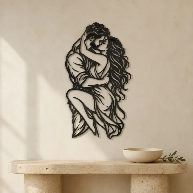 Wrapped in Arms Metal Wall Art | Romantic Couple Decor - lifestyle view 3