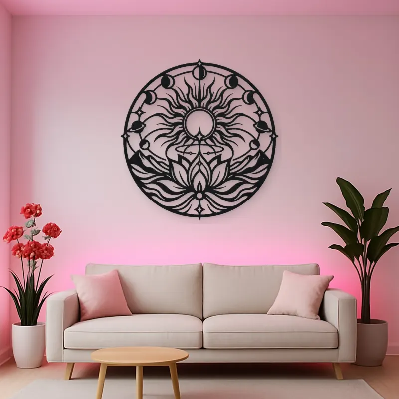 Solar Lotus Metal Wall Art | Botanical Metal Wall Decor