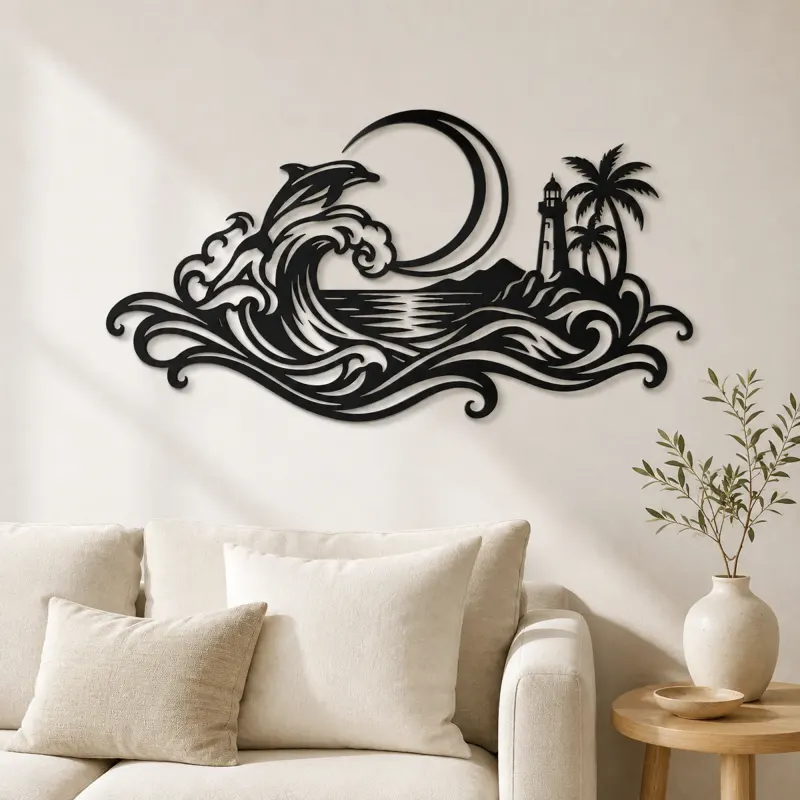 Insegna in metallo Crescent Moon Tide | Decorazione Nautica e Costiera