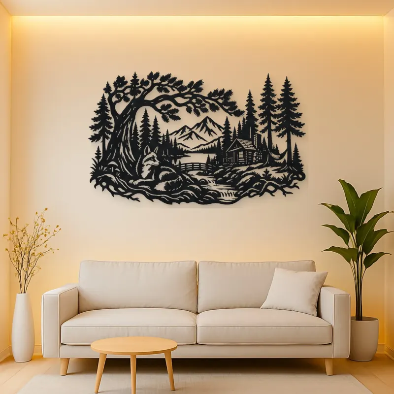 Fox beneath the Trees Metal Wall Art | Wildlife Silhouette Decor