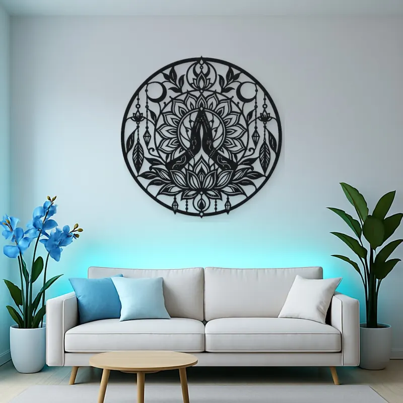 Meditation Hands Lotus Metal Wall Art | Movement Silhouette Decor