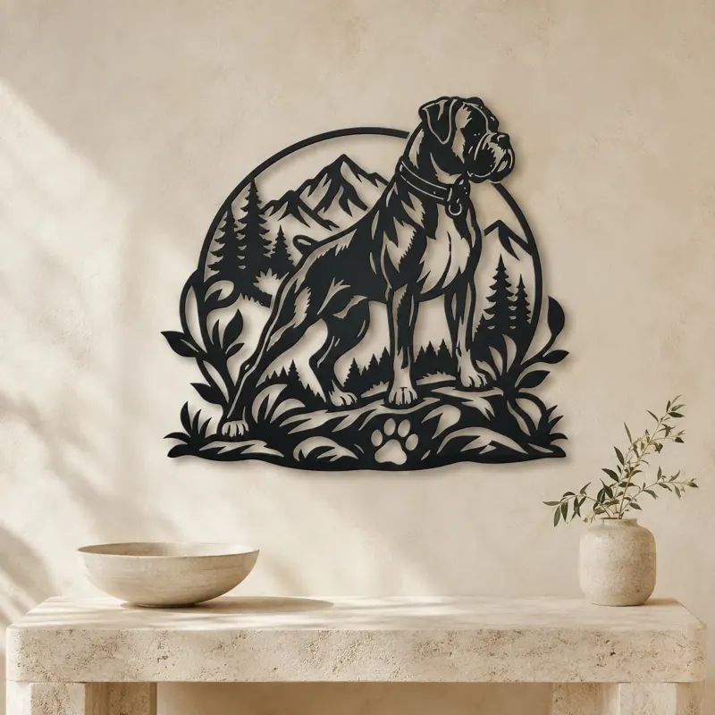Boxer Strong Profile Metal Wall Art | Pet Lover Silhouette Decor - lifestyle view 3