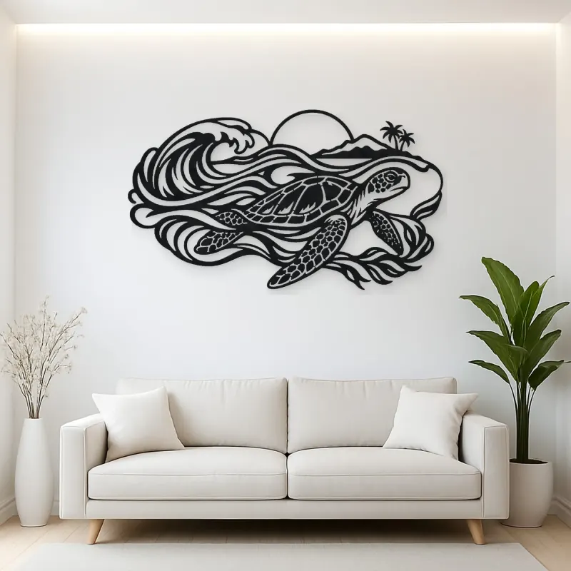 Sea Turtle Current Metal Wall Art | Coastal and Nautical Wall Decor