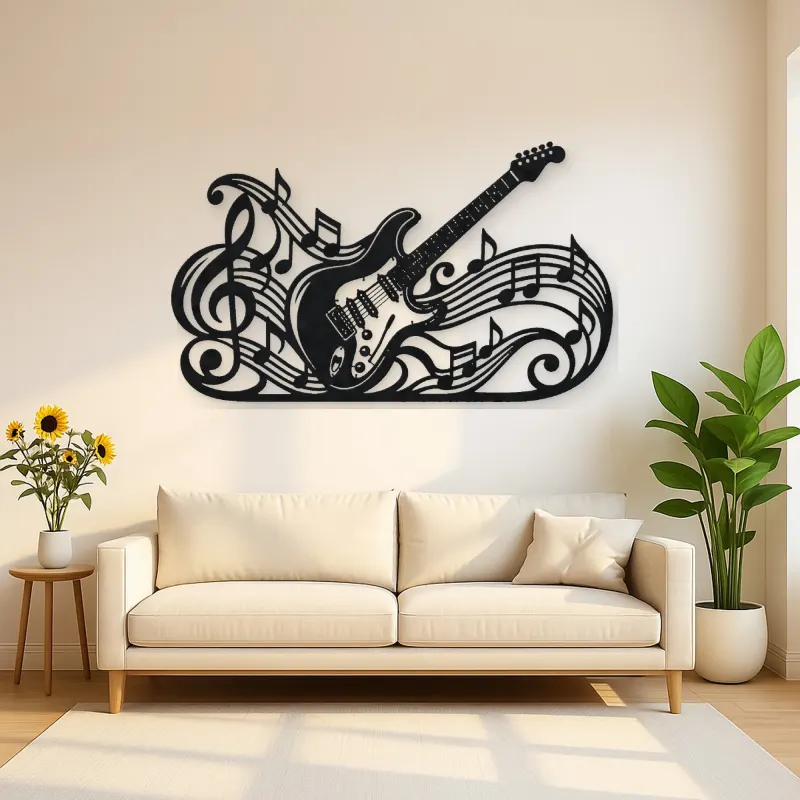 Guitar Melody Flow Metal Wall Art | Music Room Wall Decor