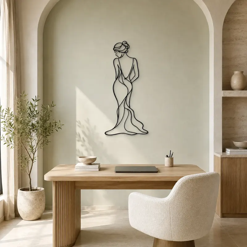 Over Shoulder Silhouette Metal Wall Art | Feminine Figure Wall Decor - lifestyle view 4