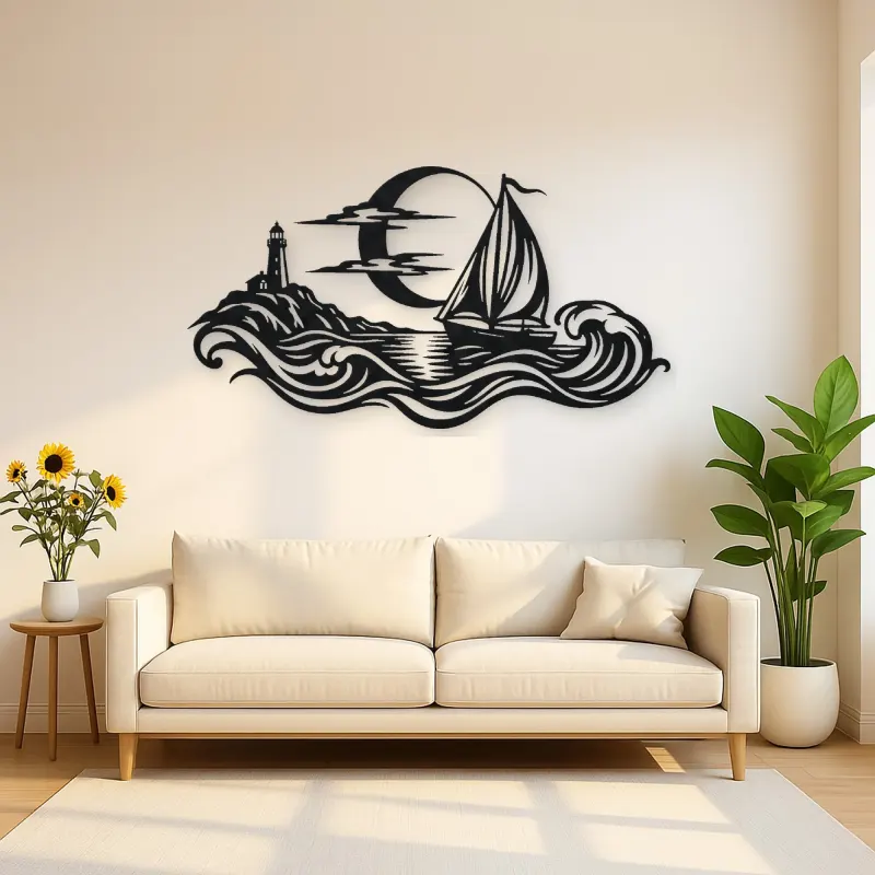 Moonlit Boat Metal Wall Art | Coastal and Nautical Wall Decor