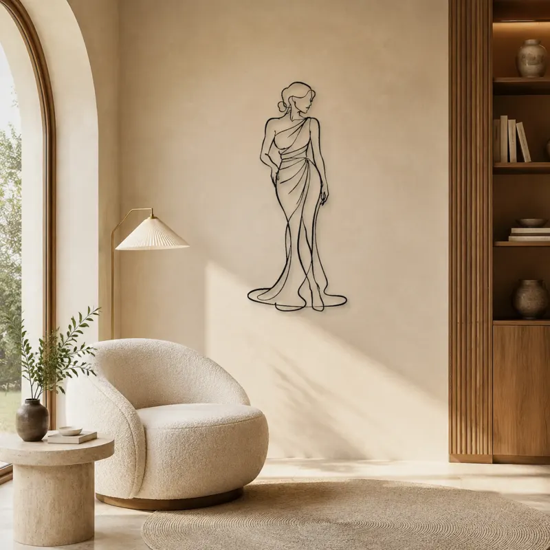 Draped Fabric Woman Metal Wall Art | Fashion Figure Wall Decor - lifestyle view 5