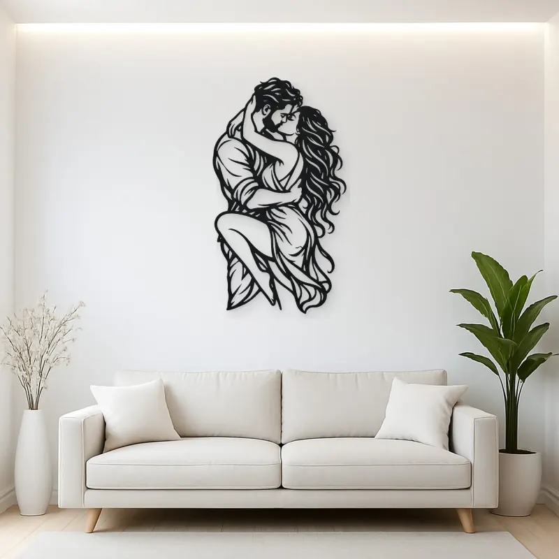 Wrapped in Arms Metal Wall Art | Romantic Couple Decor