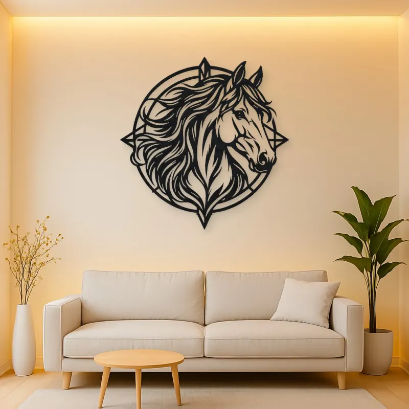 Horse Head Geometric Metal Wall Art | Equestrian Wall Decor