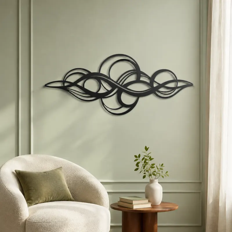 Calm Horizontal Rhythm Metal Wall Art | Modern Abstract Metal Decor - lifestyle view 2