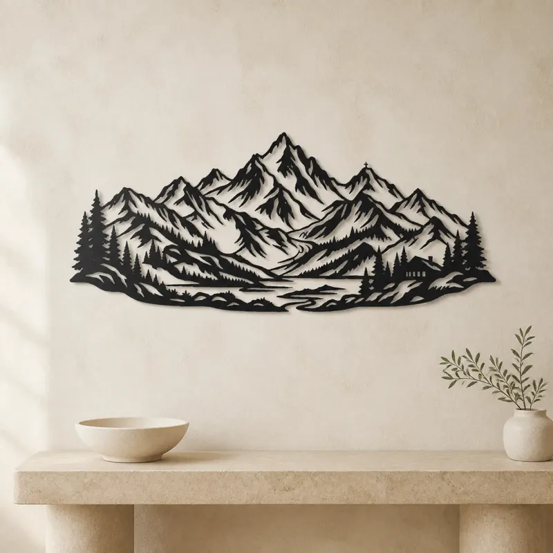 Alpine Crown Metal Wall Art | Nature Silhouette Decor - lifestyle view 3