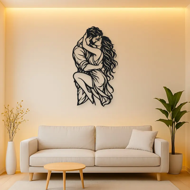 Wrapped in Arms Metal Wall Art | Romantic Couple Decor
