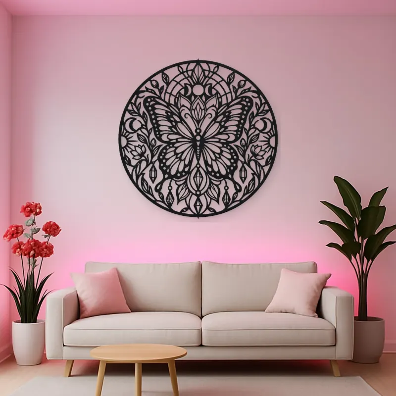 Butterfly Mandala Metal Wall Art | Spiritual Boho Metal Decor