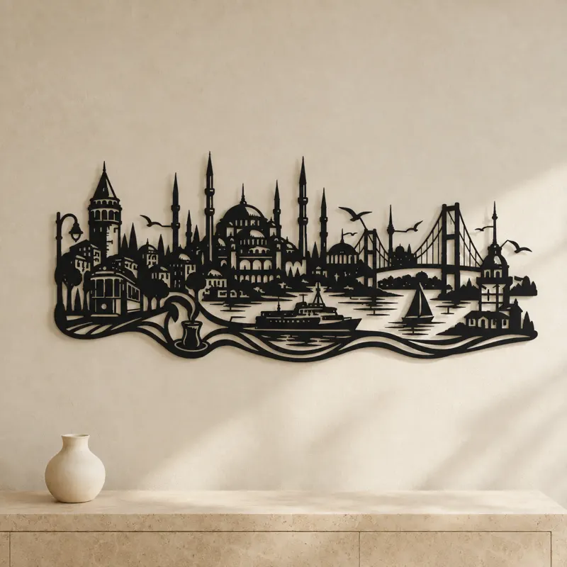 Istanbul Skyline Flow Metal Wall Art | Travel and City Wall Decor - lifestyle view 3