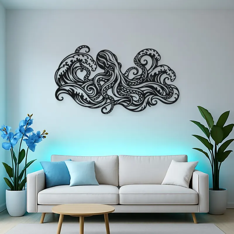 Octopus Flow Metal Wall Art | Coastal and Nautical Wall Decor