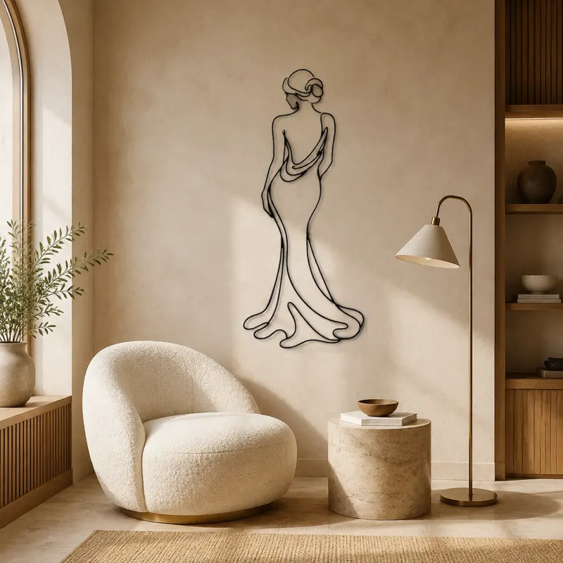 Turned Back Portrait Metal Wall Art | Feminine Figure Wall Decor - lifestyle view 5