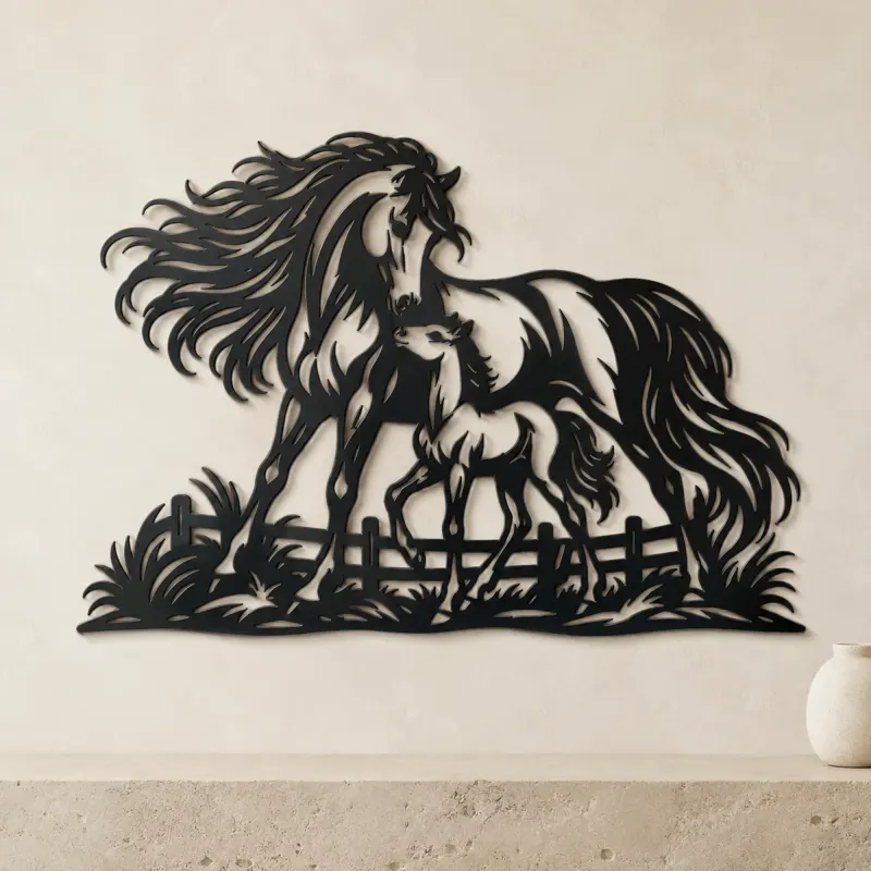 Mare and Foal Metal Wall Art | Equestrian Wall Decor - lifestyle view 3