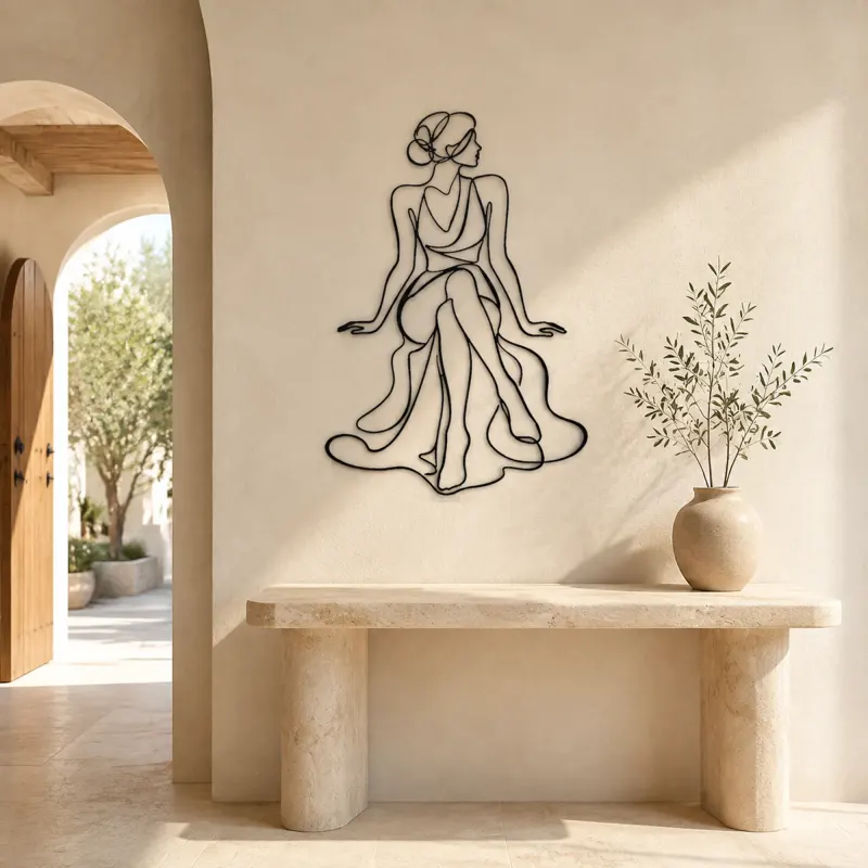 Crossed Legs Muse Metal Wall Art | Feminine Figure Wall Decor - lifestyle view 4