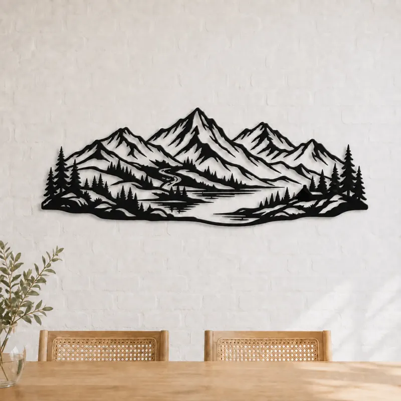 Soft Scandinavian Peaks Metal Wall Art | Modern Abstract Metal Decor - lifestyle view 4