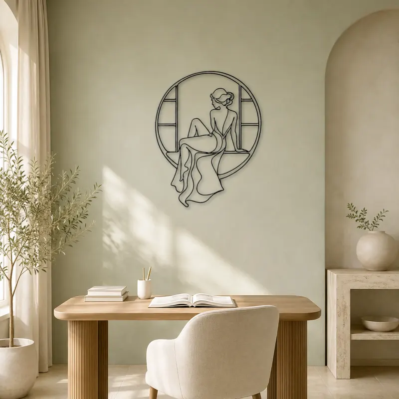 Quiet Window Muse Metal Wall Art | Feminine Figure Wall Decor - lifestyle view 4