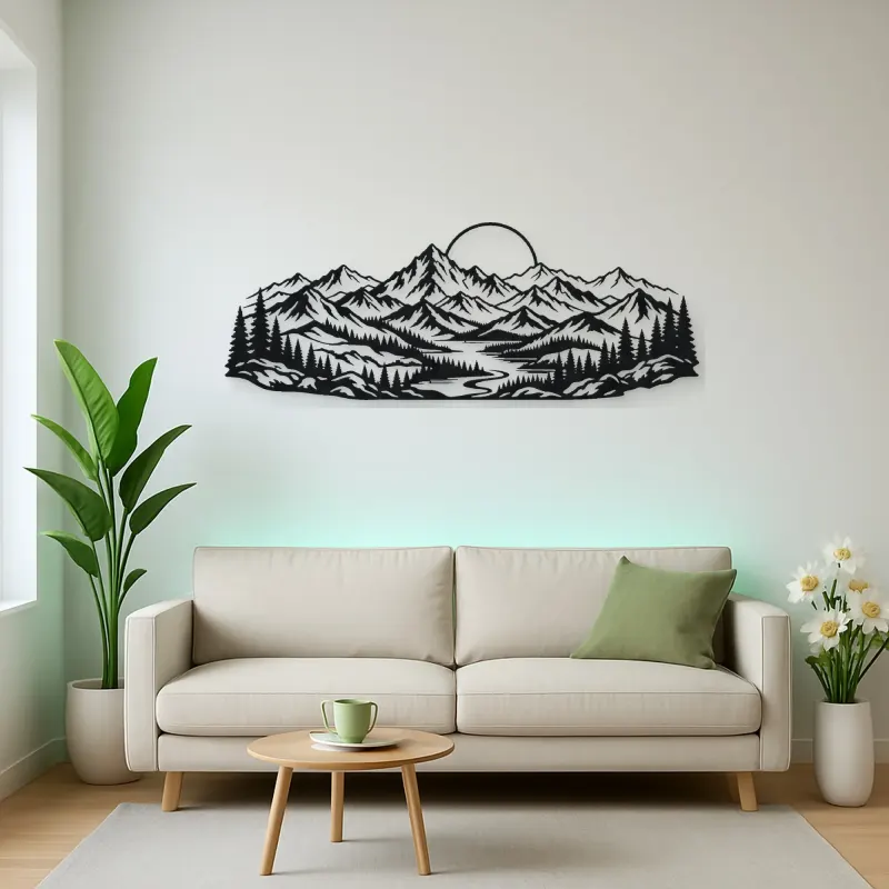 Endless Mountain Horizon Metal Wall Art | Nature Silhouette Decor