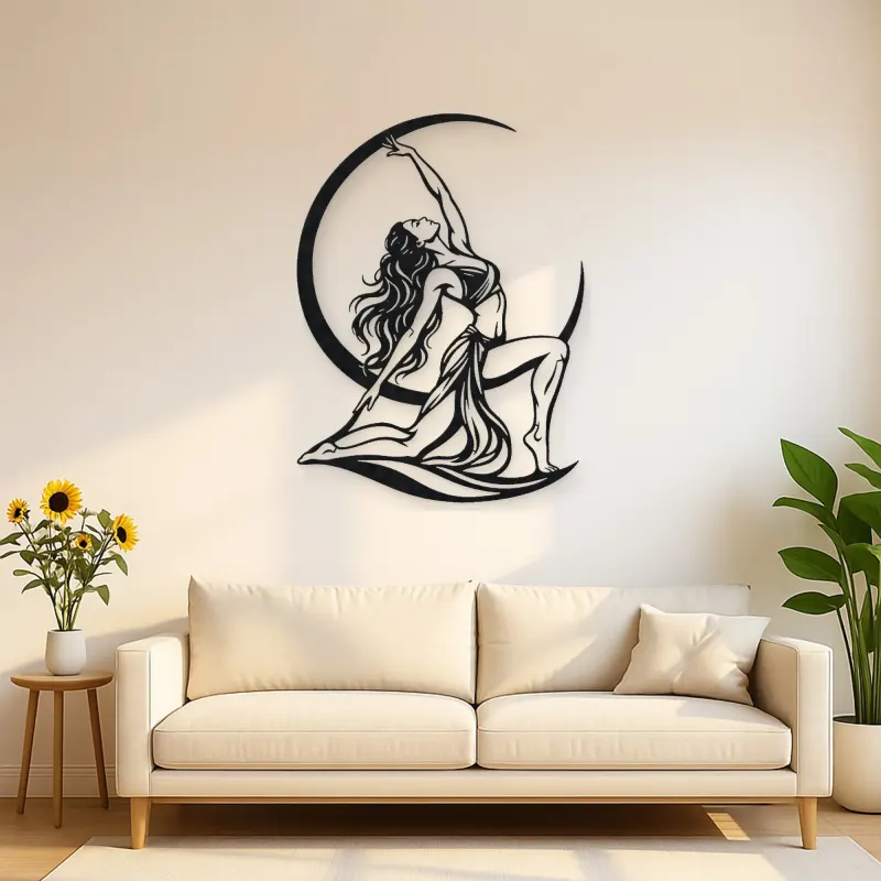 Moon Salutation Metal Wall Art | Movement Silhouette Decor