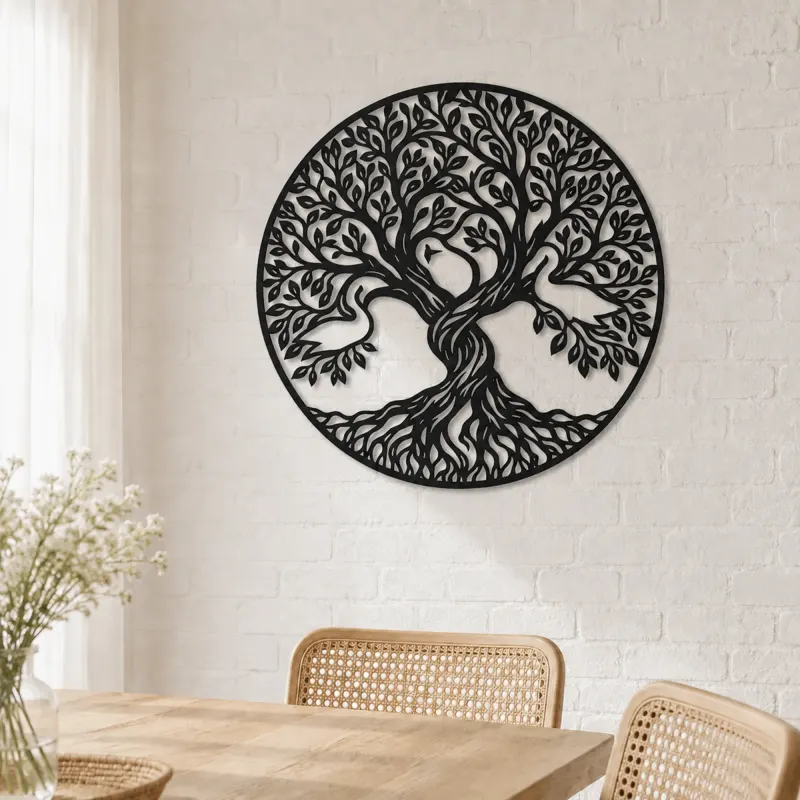 Two Trees Embrace Metal Wall Art | Botanical Metal Wall Decor - lifestyle view 4