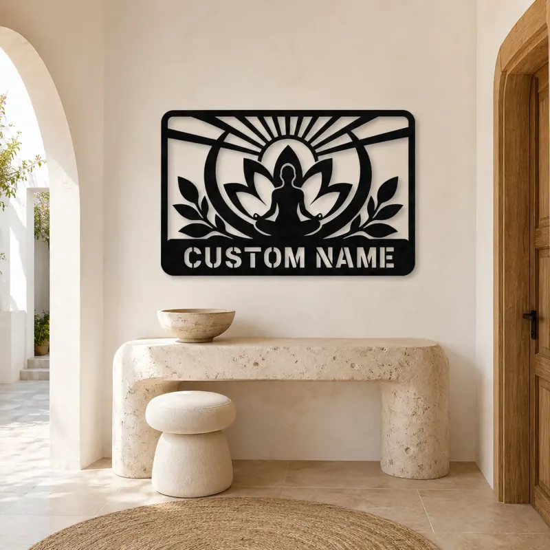 Personalized Meditation Lotus Metal Wall Art - lifestyle view 3