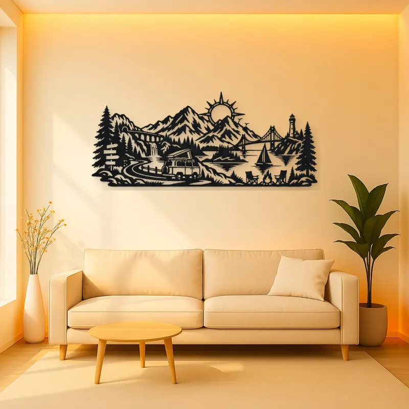 Mountain Camper Journey Metal Wall Art | Travel and City Wall Decor