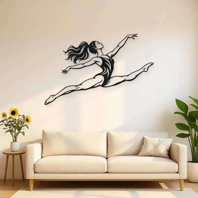 Gymnastics Split Leap Metal Wall Art | Movement Silhouette Decor